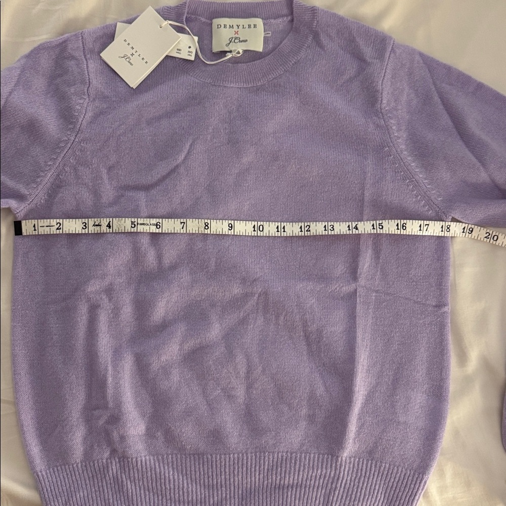 NWT Demylee x J. Crew Lilac Balloon Sleeve 100% Cashmere Sweater Size Small - Picture 6 of 7